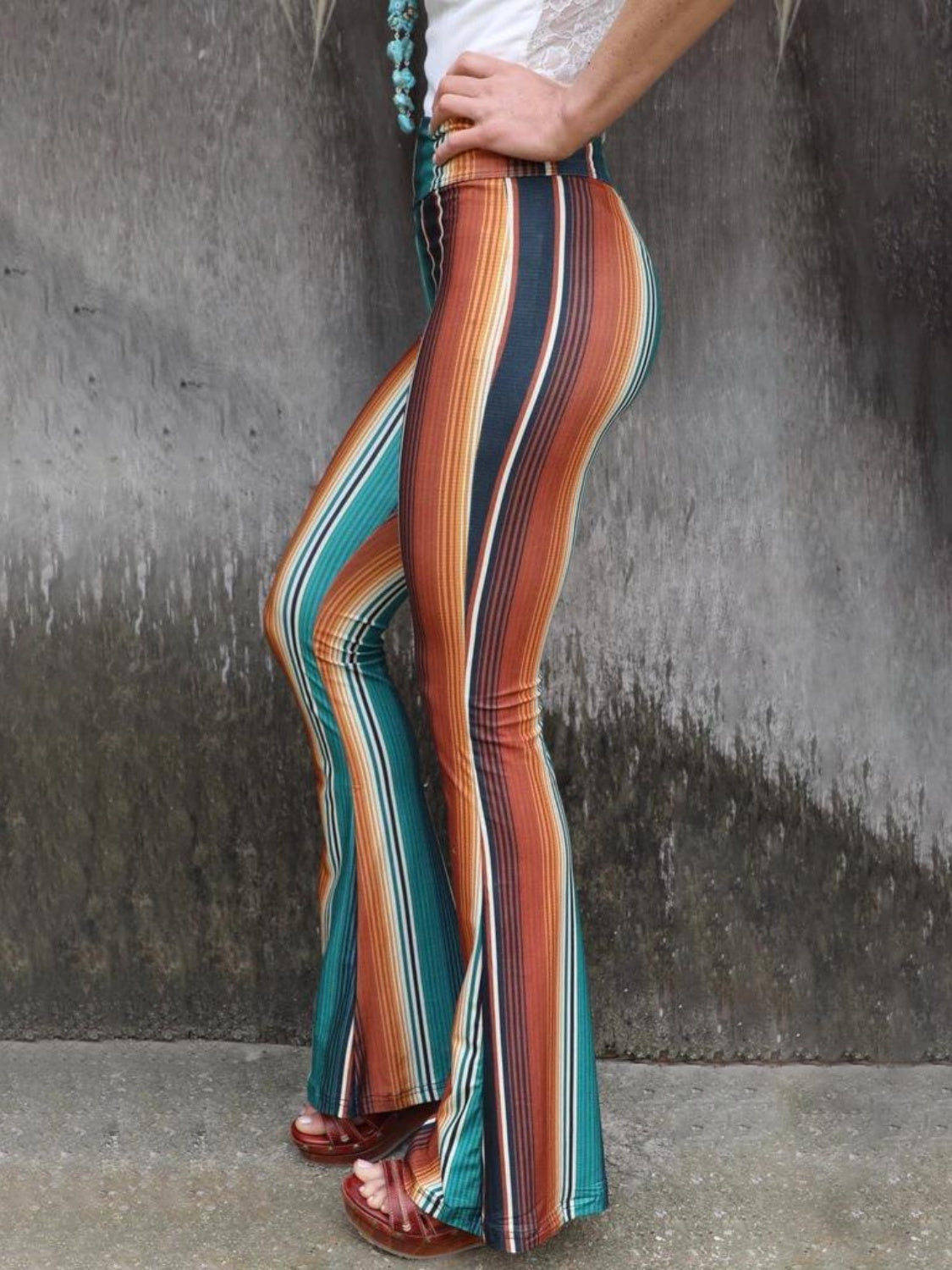High Waist Striped Bootcut Pants High Waist Striped Bootcut Pants